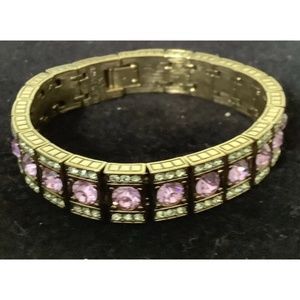 Stunning Heidi Daus Purple Green Jeweled Link Style Bracelet